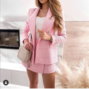 Zara pink set tweed blazer and skort